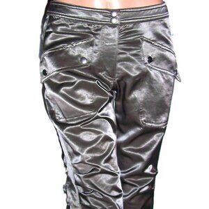 Bebe Khaki Green Shiny Capri Pants 4